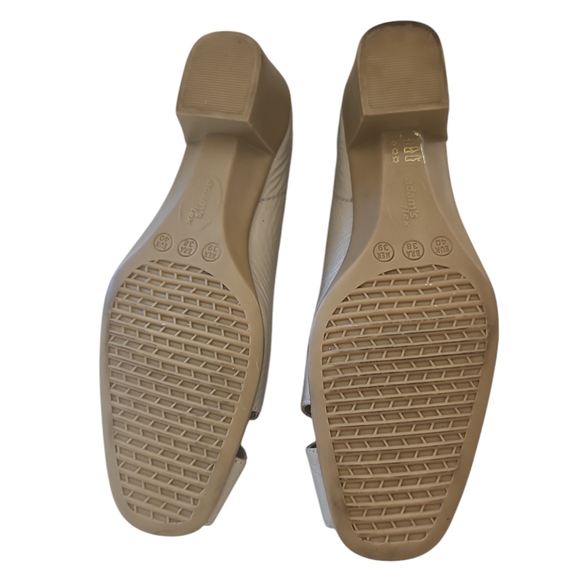 Adam's Flex VERO CUOIO Women Peep Toe Leather upper Low block Flat Shoes Size 9 - Picture 9 of 11